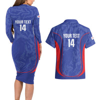 Custom Japan Football Couples Matching Long Sleeve Bodycon Dress and Hawaiian Shirt 2026 Come On Samurai Blue - Wonder Print Shop