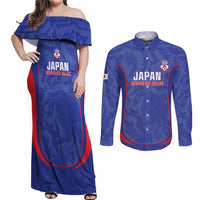 Custom Japan Football Couples Matching Off Shoulder Maxi Dress and Long Sleeve Button Shirt 2026 Come On Samurai Blue - Wonder Print Shop
