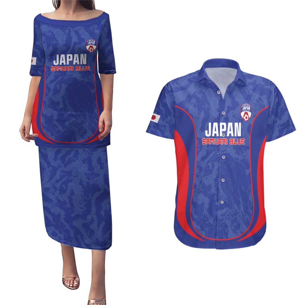 Custom Japan Football Couples Matching Puletasi and Hawaiian Shirt 2026 Come On Samurai Blue - Wonder Print Shop