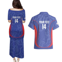 Custom Japan Football Couples Matching Puletasi and Hawaiian Shirt 2026 Come On Samurai Blue - Wonder Print Shop