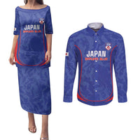Custom Japan Football Couples Matching Puletasi and Long Sleeve Button Shirt 2026 Come On Samurai Blue - Wonder Print Shop