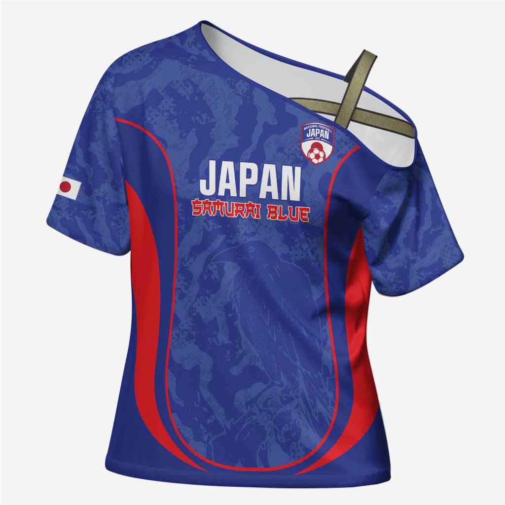 Custom Japan Football Cross Shoulder Shirt 2026 Come On Samurai Blue - Wonder Print Shop