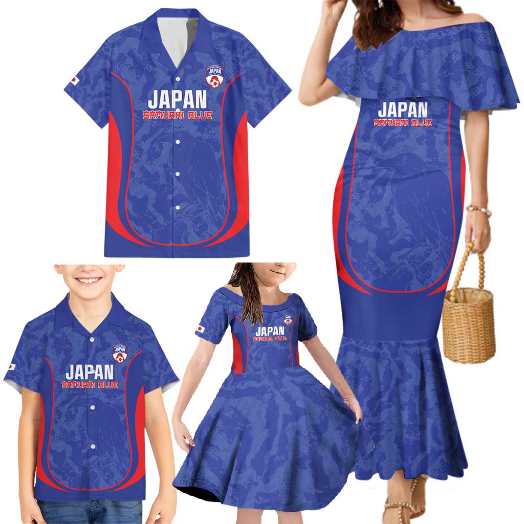 Custom Japan Football Family Matching Mermaid Dress and Hawaiian Shirt 2026 Come On Samurai Blue - Wonder Print Shop