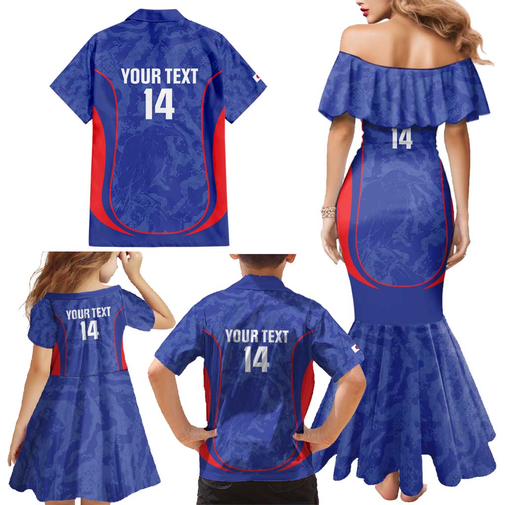 Custom Japan Football Family Matching Mermaid Dress and Hawaiian Shirt 2026 Come On Samurai Blue - Wonder Print Shop