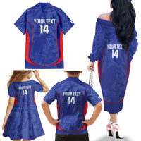 Custom Japan Football Family Matching Off The Shoulder Long Sleeve Dress and Hawaiian Shirt 2026 Come On Samurai Blue - Wonder Print Shop