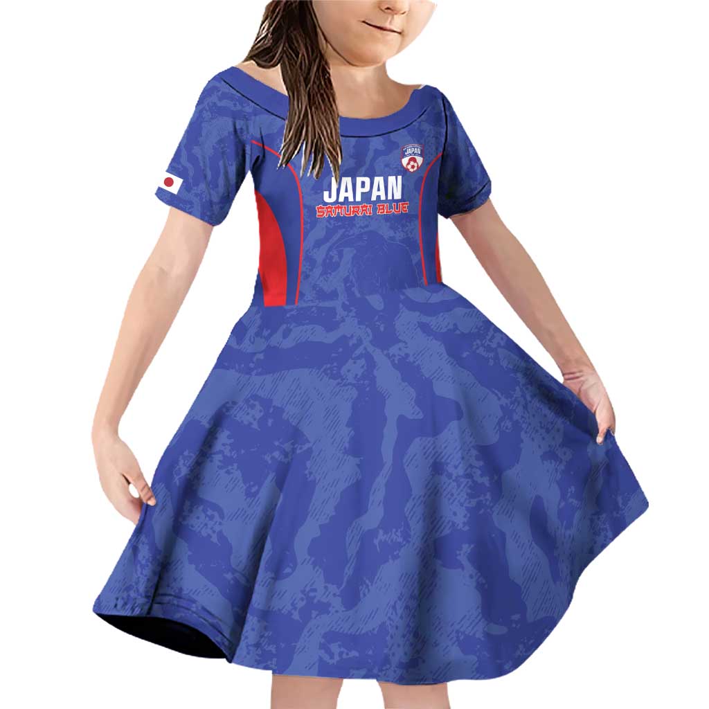 Custom Japan Football Family Matching Off Shoulder Short Dress and Hawaiian Shirt 2026 Come On Samurai Blue - Wonder Print Shop