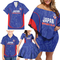 Custom Japan Football Family Matching Off Shoulder Short Dress and Hawaiian Shirt 2026 Come On Samurai Blue - Wonder Print Shop