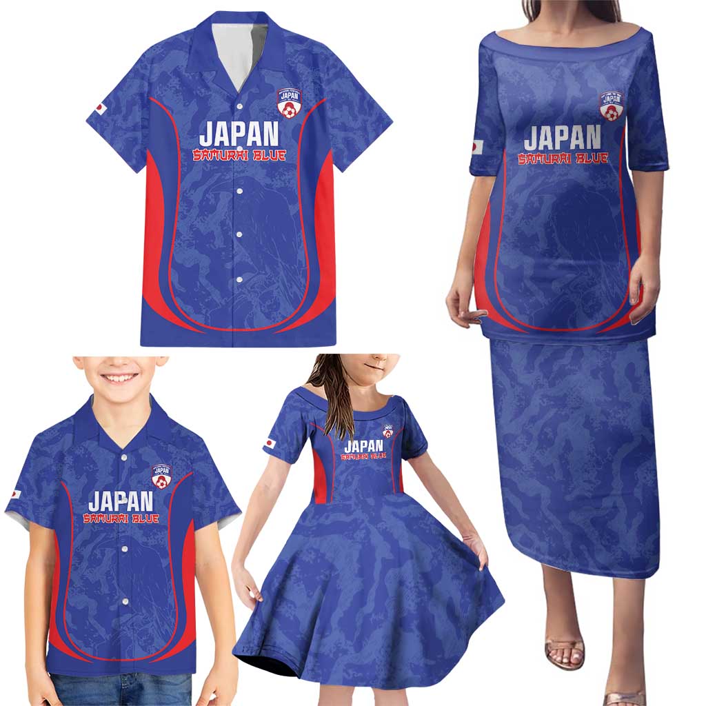 Custom Japan Football Family Matching Puletasi and Hawaiian Shirt 2026 Come On Samurai Blue - Wonder Print Shop