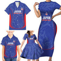 Custom Japan Football Family Matching Short Sleeve Bodycon Dress and Hawaiian Shirt 2026 Come On Samurai Blue - Wonder Print Shop