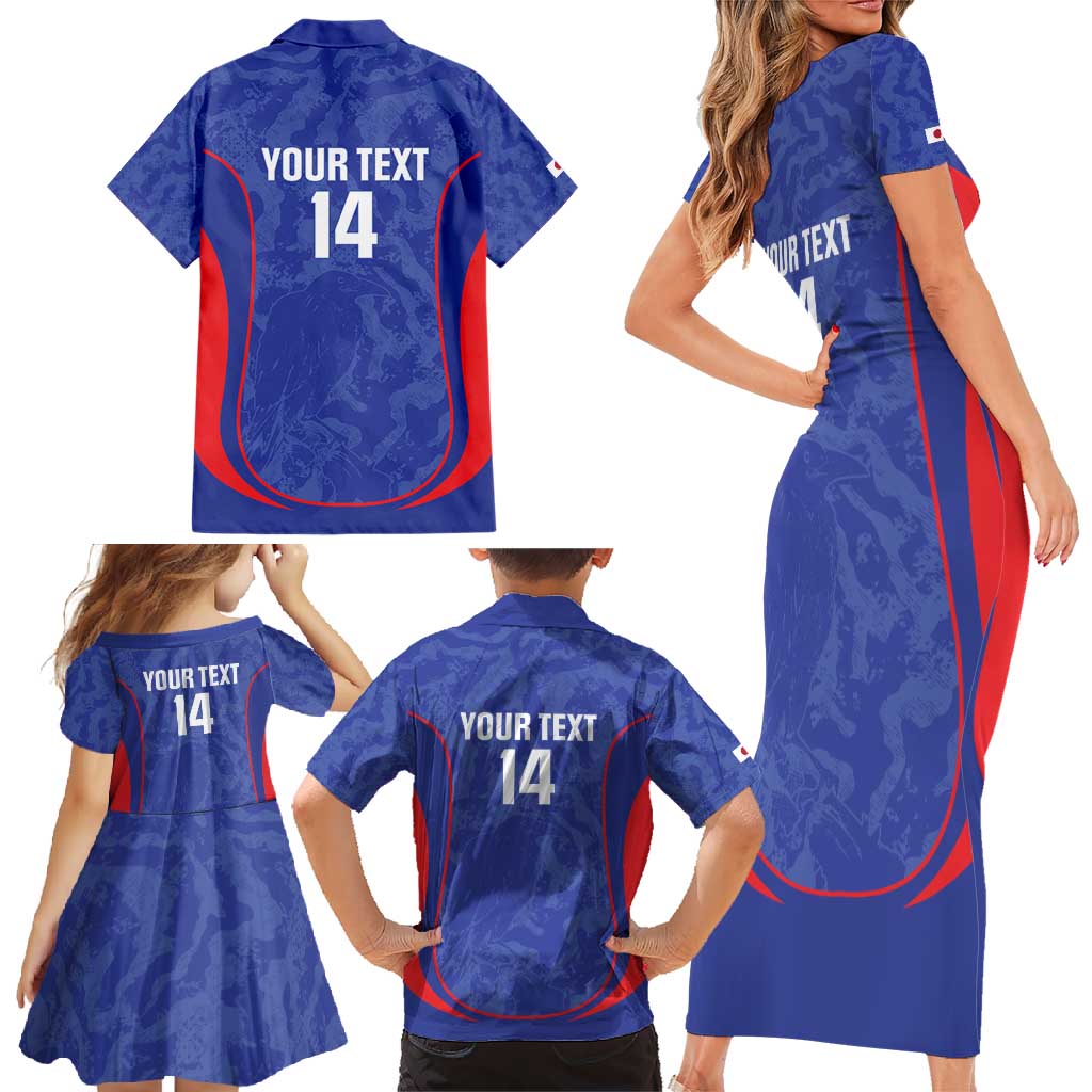 Custom Japan Football Family Matching Short Sleeve Bodycon Dress and Hawaiian Shirt 2026 Come On Samurai Blue - Wonder Print Shop