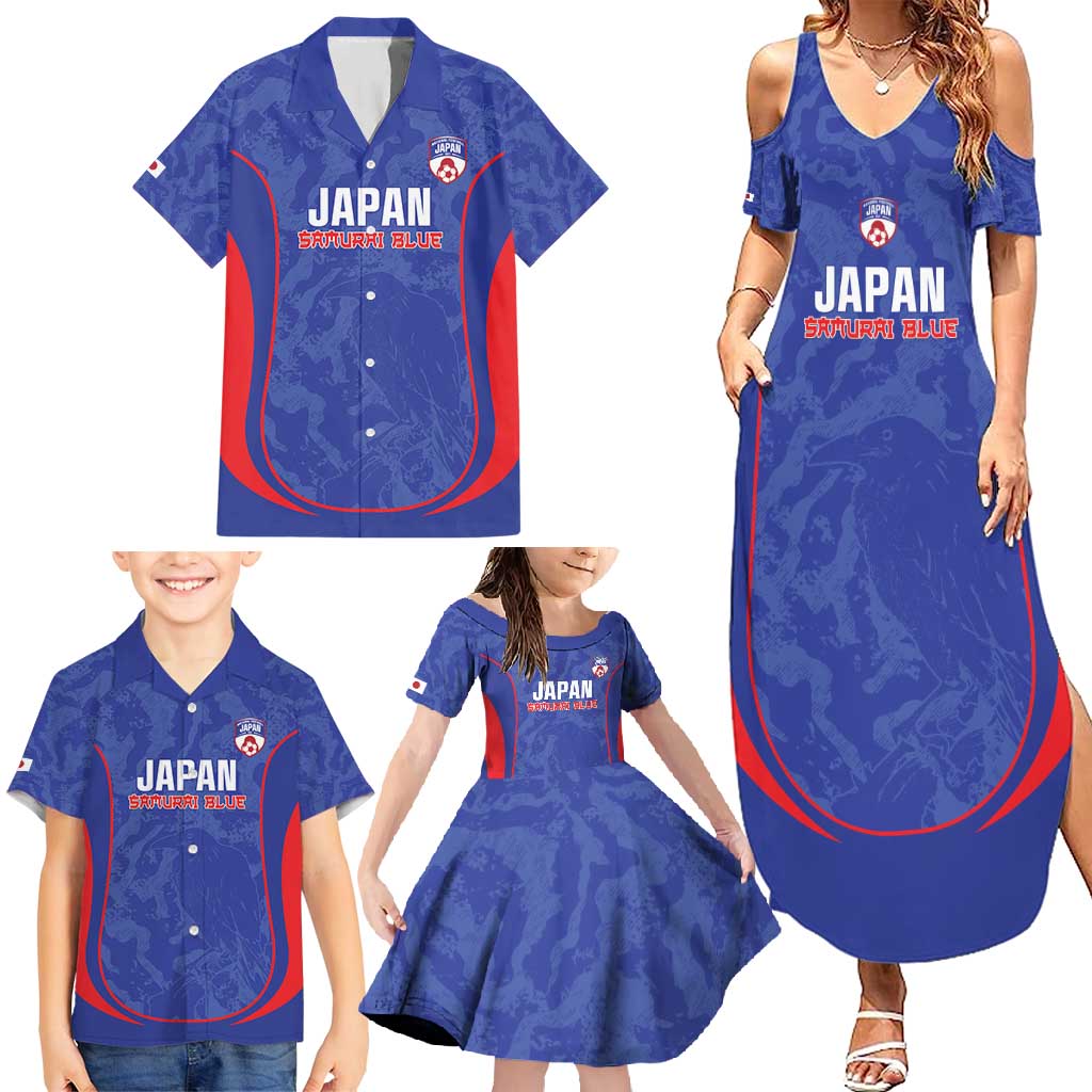 Custom Japan Football Family Matching Summer Maxi Dress and Hawaiian Shirt 2026 Come On Samurai Blue - Wonder Print Shop