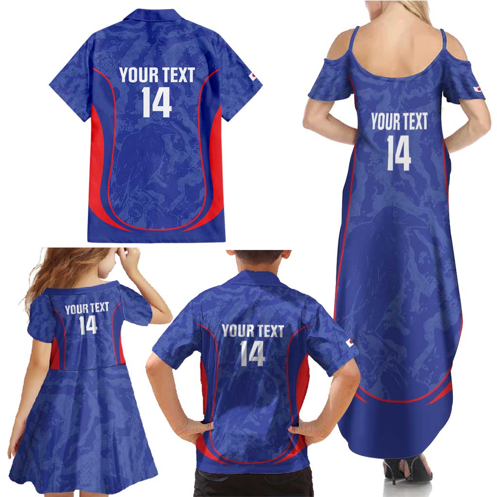Custom Japan Football Family Matching Summer Maxi Dress and Hawaiian Shirt 2026 Come On Samurai Blue - Wonder Print Shop
