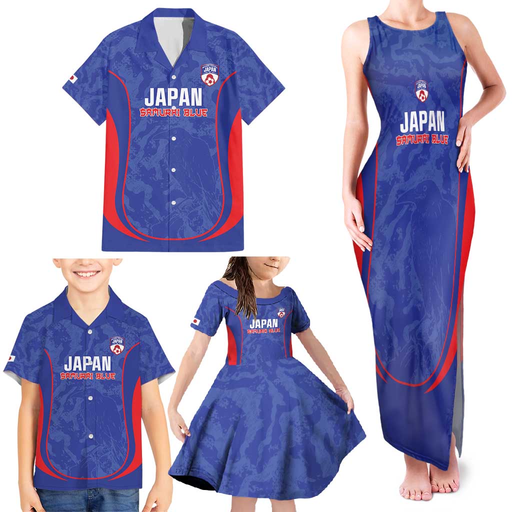 Custom Japan Football Family Matching Tank Maxi Dress and Hawaiian Shirt 2026 Come On Samurai Blue - Wonder Print Shop