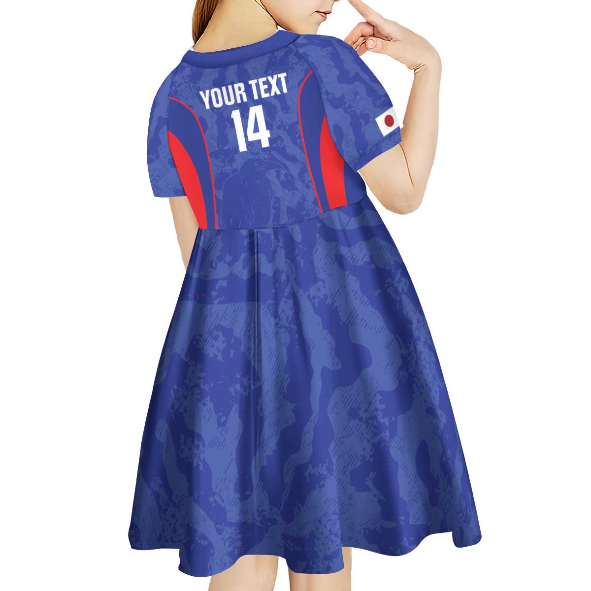 Custom Japan Football Kid Short Sleeve Dress 2026 Come On Samurai Blue - Wonder Print Shop