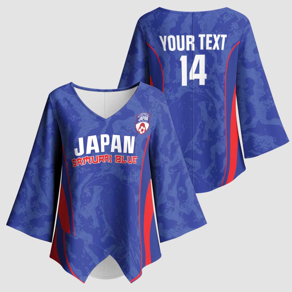 Custom Japan Football Kimono Sleeve Blouse 2026 Come On Samurai Blue - Wonder Print Shop