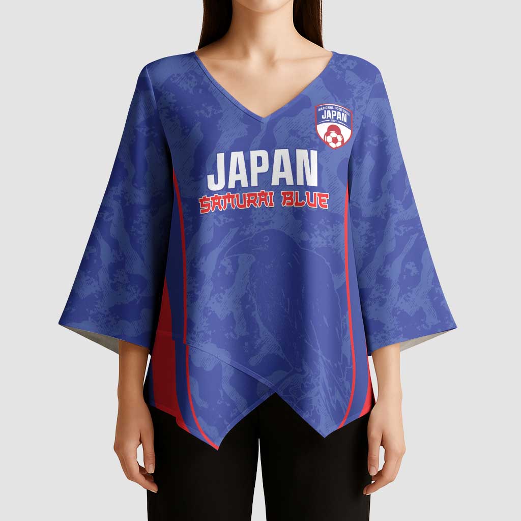 Custom Japan Football Kimono Sleeve Blouse 2026 Come On Samurai Blue - Wonder Print Shop