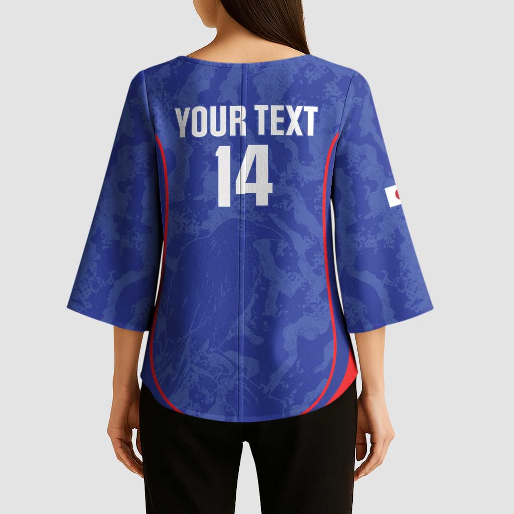 Custom Japan Football Kimono Sleeve Blouse 2026 Come On Samurai Blue - Wonder Print Shop