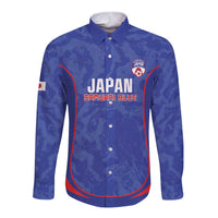 Custom Japan Football Long Sleeve Button Shirt 2026 Come On Samurai Blue - Wonder Print Shop