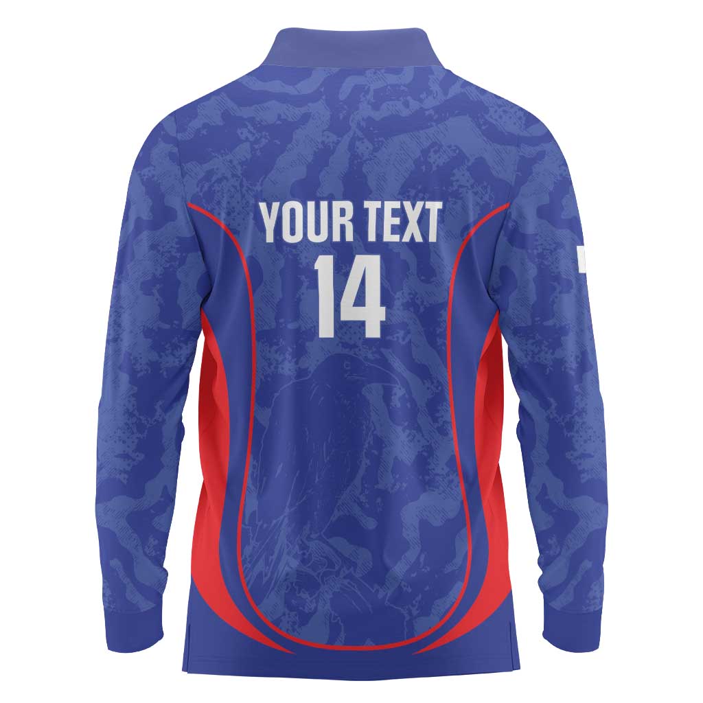 Custom Japan Football Long Sleeve Polo Shirt 2026 Come On Samurai Blue - Wonder Print Shop
