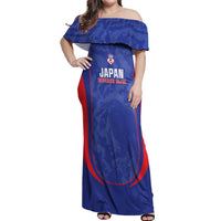 Custom Japan Football Off Shoulder Maxi Dress 2026 Come On Samurai Blue - Wonder Print Shop