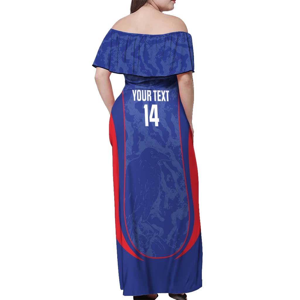 Custom Japan Football Off Shoulder Maxi Dress 2026 Come On Samurai Blue - Wonder Print Shop