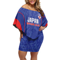 Custom Japan Football Off Shoulder Short Dress 2026 Come On Samurai Blue - Wonder Print Shop