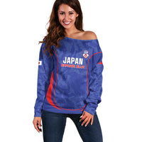 Custom Japan Football Off Shoulder Sweater 2026 Come On Samurai Blue - Wonder Print Shop