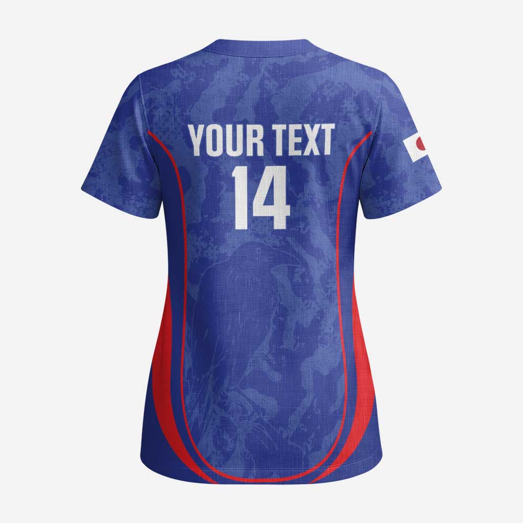 Custom Japan Football Scrub Top 2026 Come On Samurai Blue - Wonder Print Shop