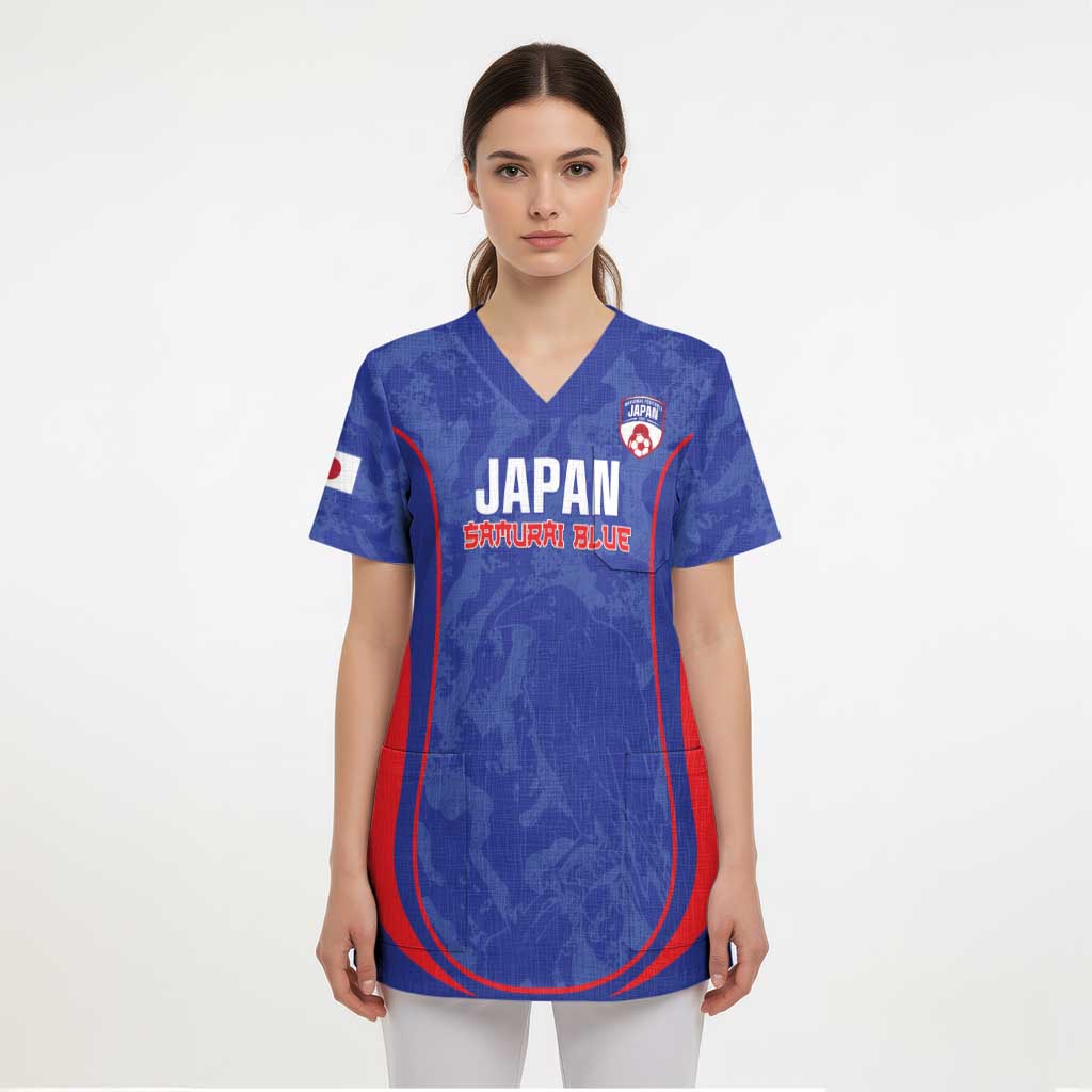 Custom Japan Football Scrub Top 2026 Come On Samurai Blue - Wonder Print Shop