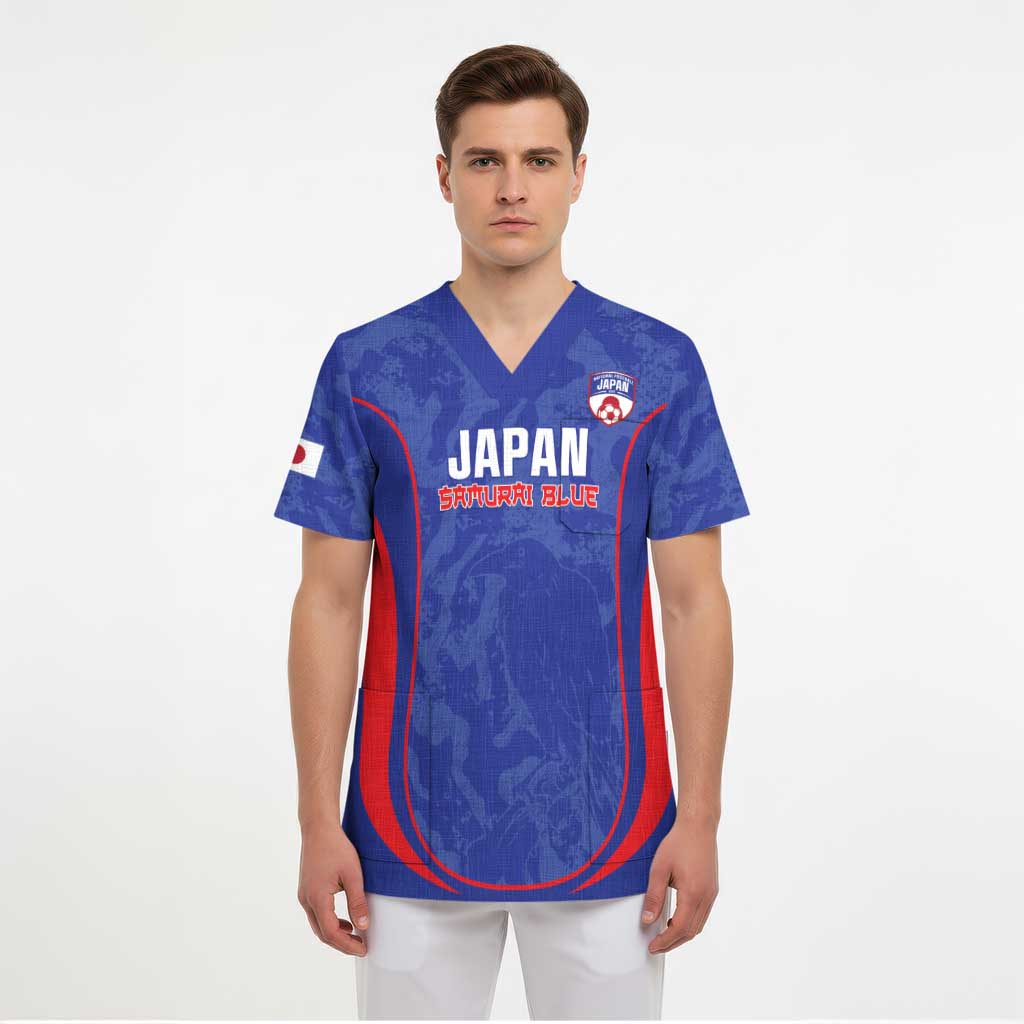 Custom Japan Football Scrub Top 2026 Come On Samurai Blue - Wonder Print Shop