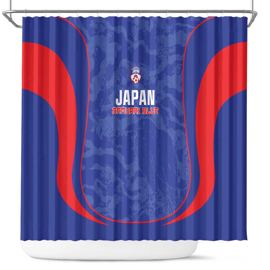 Japan Football Shower Curtain 2026 Come On Samurai Blue - Wonder Print Shop