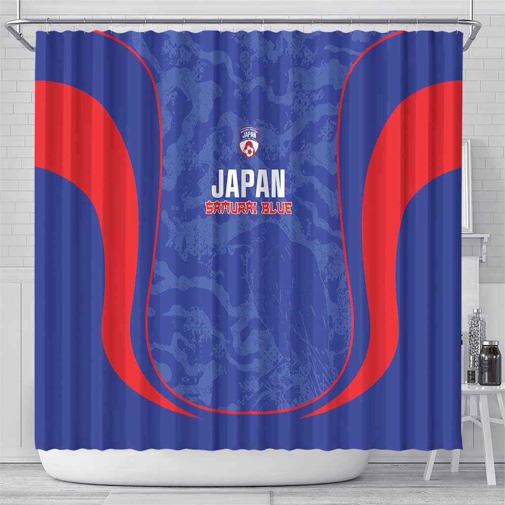 Japan Football Shower Curtain 2026 Come On Samurai Blue - Wonder Print Shop