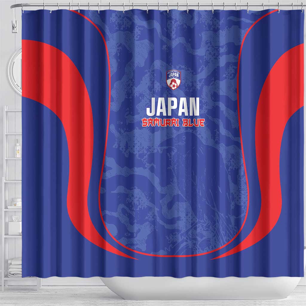 Japan Football Shower Curtain 2026 Come On Samurai Blue - Wonder Print Shop