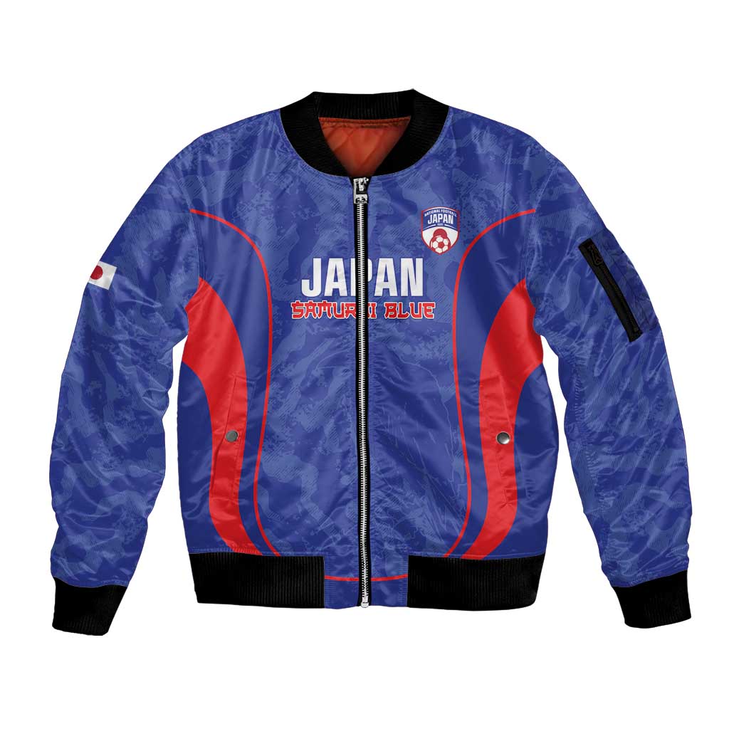 Custom Japan Football Sleeve Zip Bomber Jacket 2026 Come On Samurai Blue - Wonder Print Shop