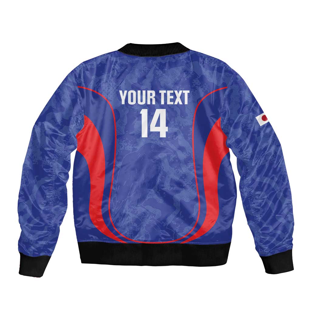 Custom Japan Football Sleeve Zip Bomber Jacket 2026 Come On Samurai Blue - Wonder Print Shop