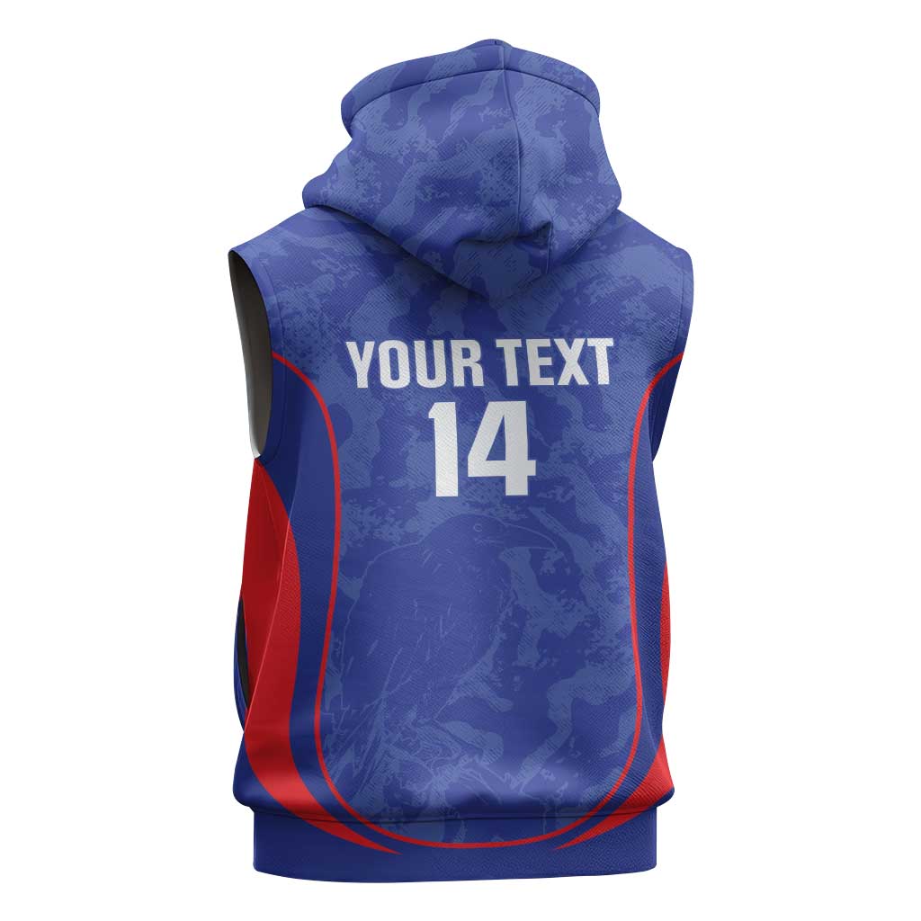 Custom Japan Football Sleeveless Hoodie 2026 Come On Samurai Blue - Wonder Print Shop