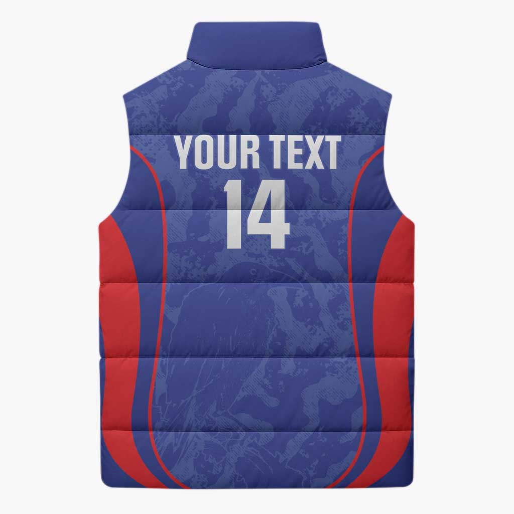 Custom Japan Football Sleeveless Puffer Jacket 2026 Come On Samurai Blue - Wonder Print Shop