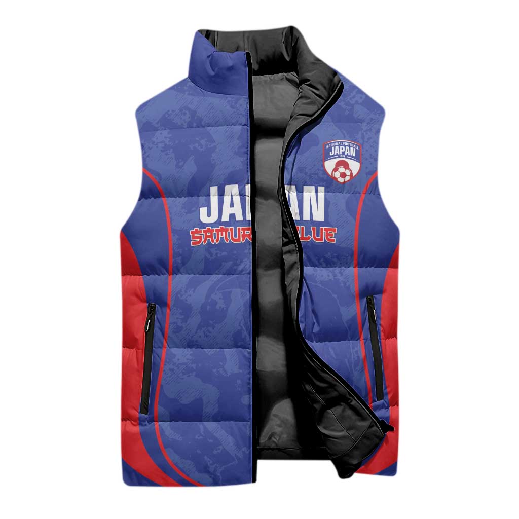 Custom Japan Football Sleeveless Puffer Jacket 2026 Come On Samurai Blue - Wonder Print Shop