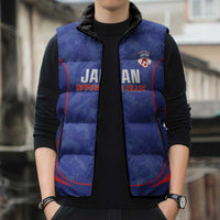 Custom Japan Football Sleeveless Puffer Jacket 2026 Come On Samurai Blue - Wonder Print Shop