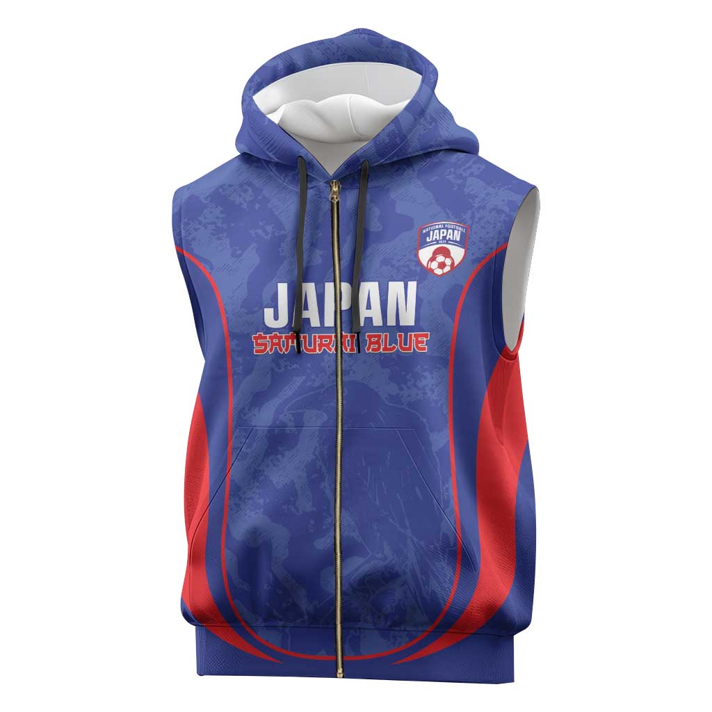 Custom Japan Football Sleeveless Zip Hoodie 2026 Come On Samurai Blue - Wonder Print Shop
