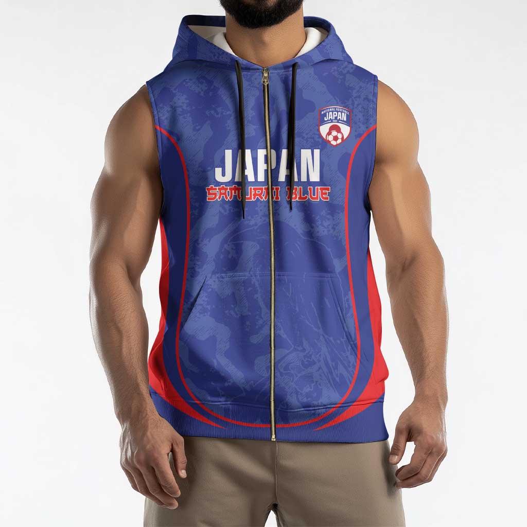 Custom Japan Football Sleeveless Zip Hoodie 2026 Come On Samurai Blue - Wonder Print Shop