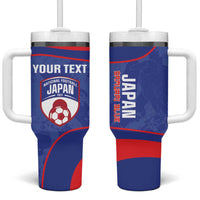 Custom Japan Football Tumbler With Handle 2026 Come On Samurai Blue - Wonder Print Shop
