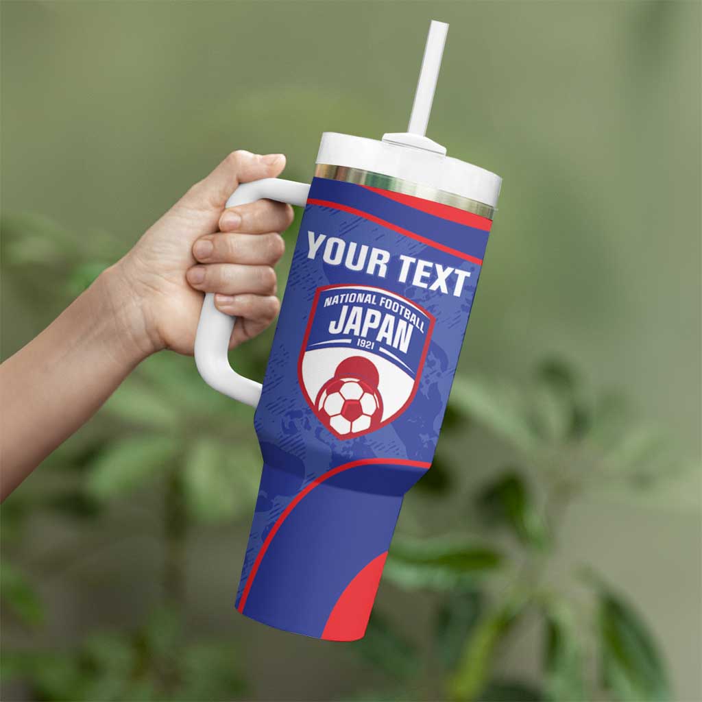 Custom Japan Football Tumbler With Handle 2026 Come On Samurai Blue - Wonder Print Shop