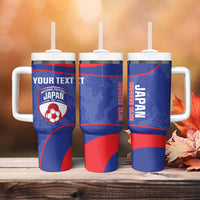 Custom Japan Football Tumbler With Handle 2026 Come On Samurai Blue - Wonder Print Shop