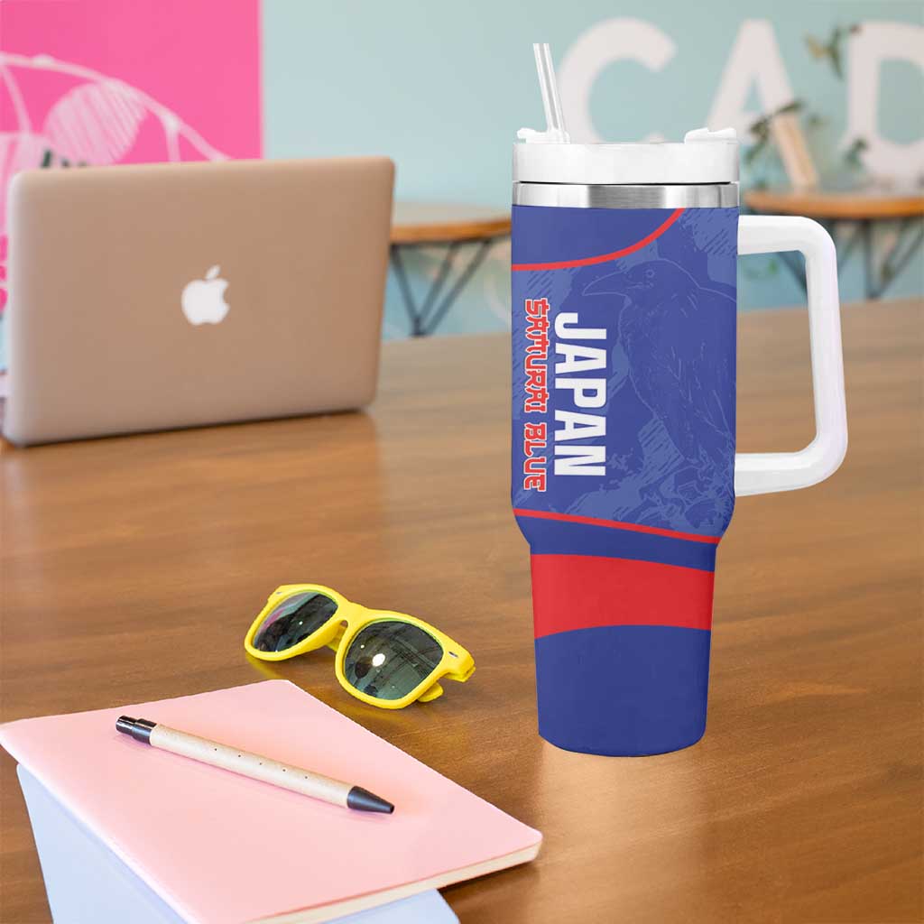 Custom Japan Football Tumbler With Handle 2026 Come On Samurai Blue - Wonder Print Shop