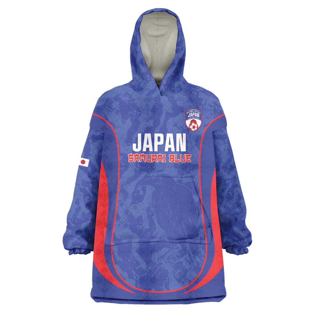 Custom Japan Football Wearable Blanket Hoodie 2026 Come On Samurai Blue - Wonder Print Shop