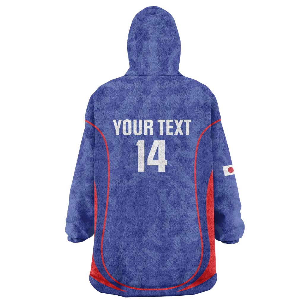 Custom Japan Football Wearable Blanket Hoodie 2026 Come On Samurai Blue - Wonder Print Shop