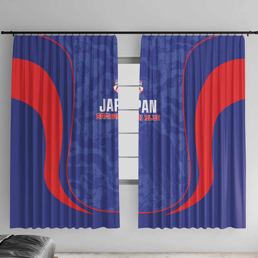 Japan Football Window Curtain 2026 Come On Samurai Blue - Wonder Print Shop