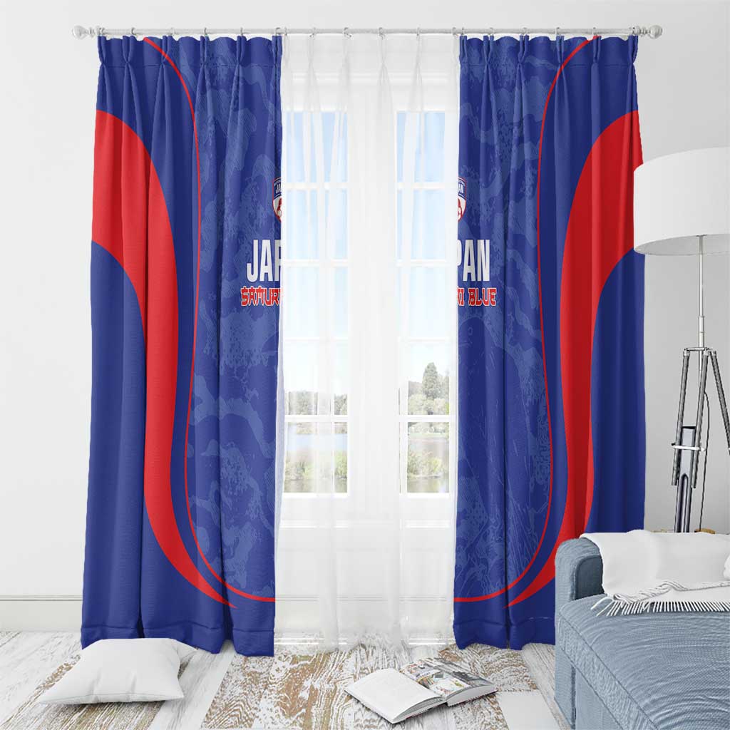 Japan Football Window Curtain 2026 Come On Samurai Blue - Wonder Print Shop