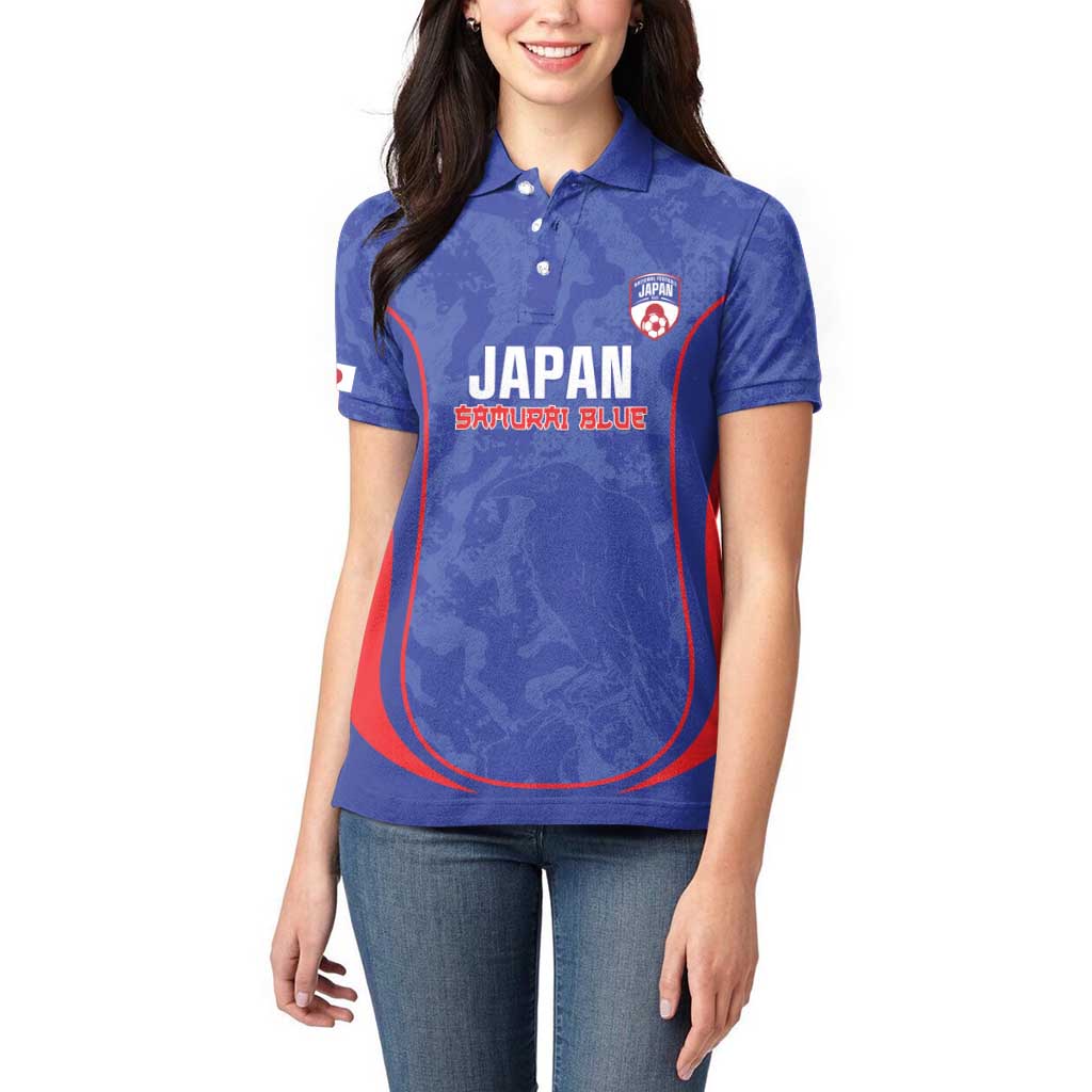Custom Japan Football Women Polo Shirt 2026 Come On Samurai Blue - Wonder Print Shop